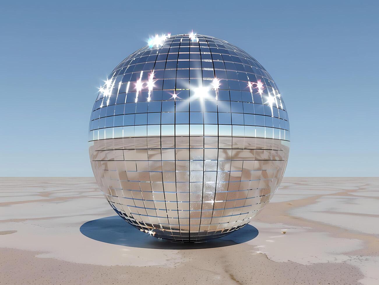 Realistic high resolution silver disco mirror ball photo
