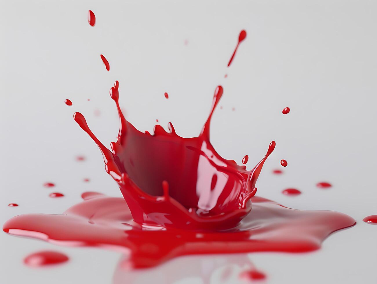 Red splash isolated on white background in realistic high resolution photo