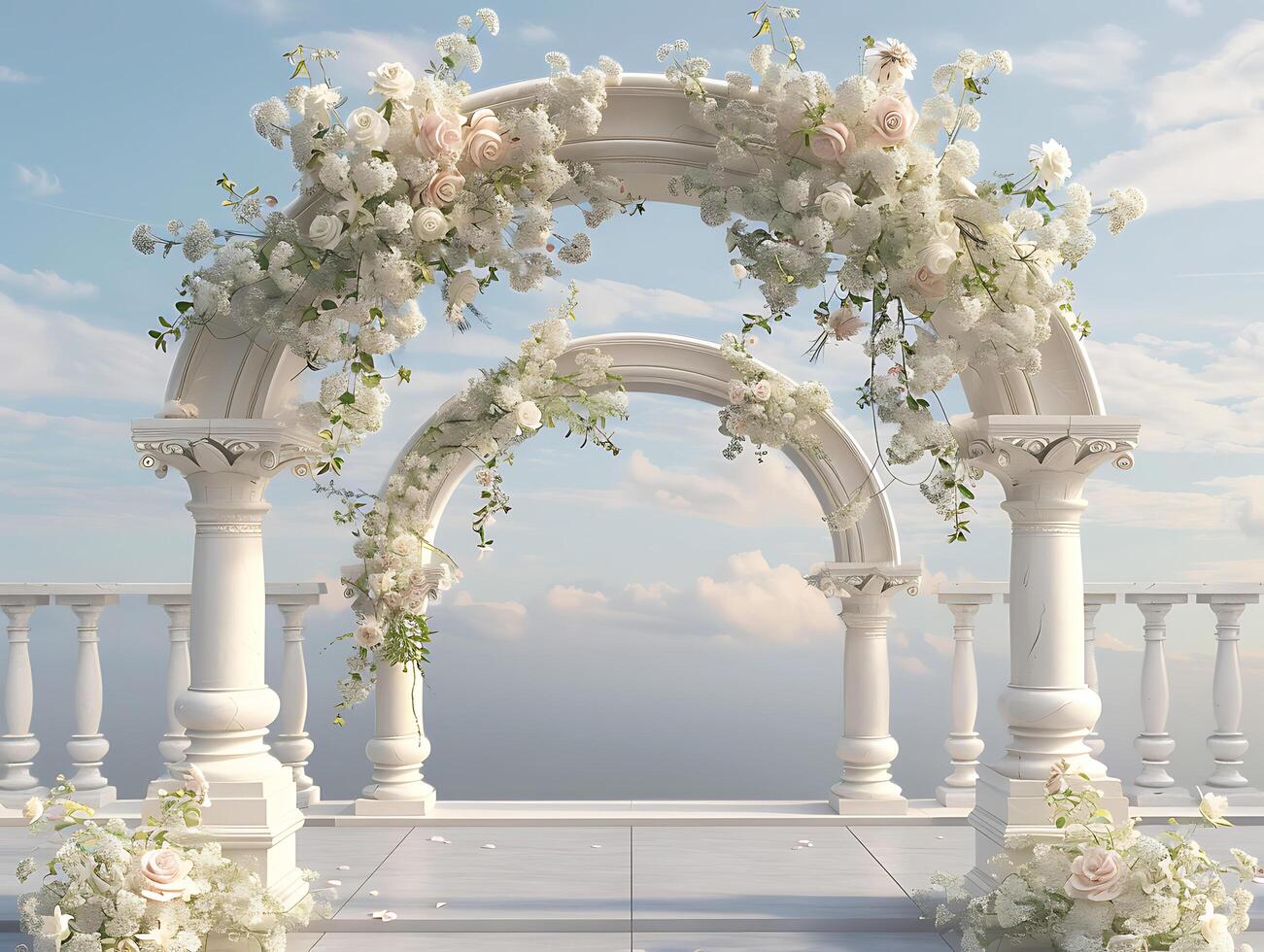 Realistic high resolution wedding flower arches photo