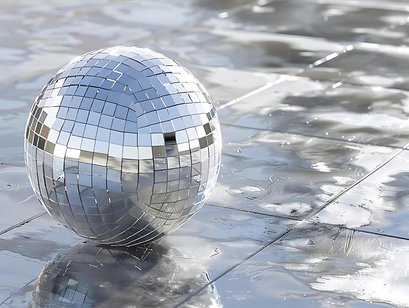 Realistic high resolution silver disco mirror ball photo