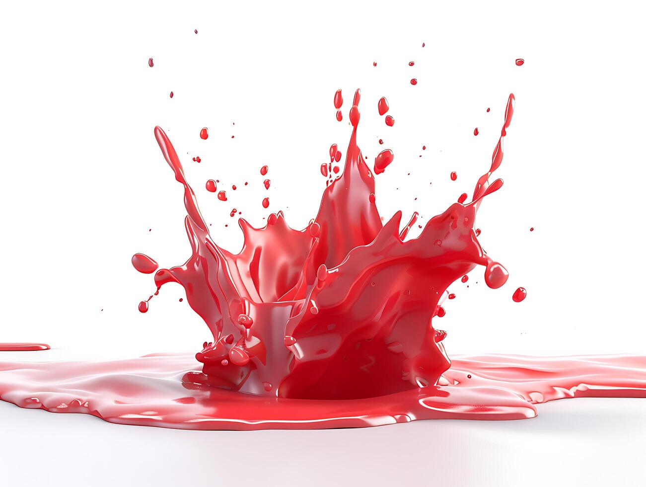 Red splash isolated on white background in realistic high resolution photo
