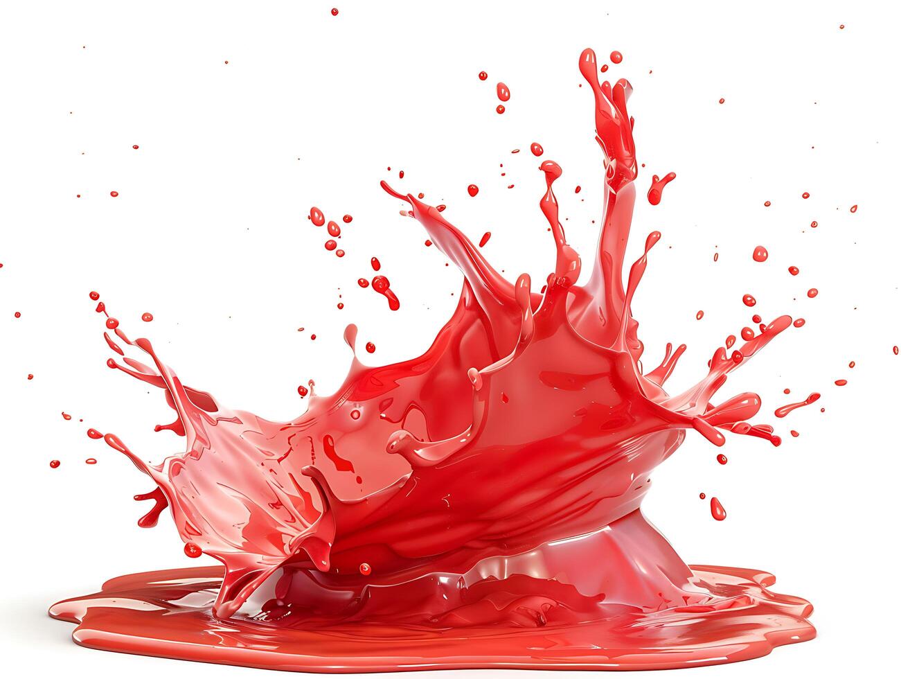 Red splash isolated on white background in realistic high resolution photo