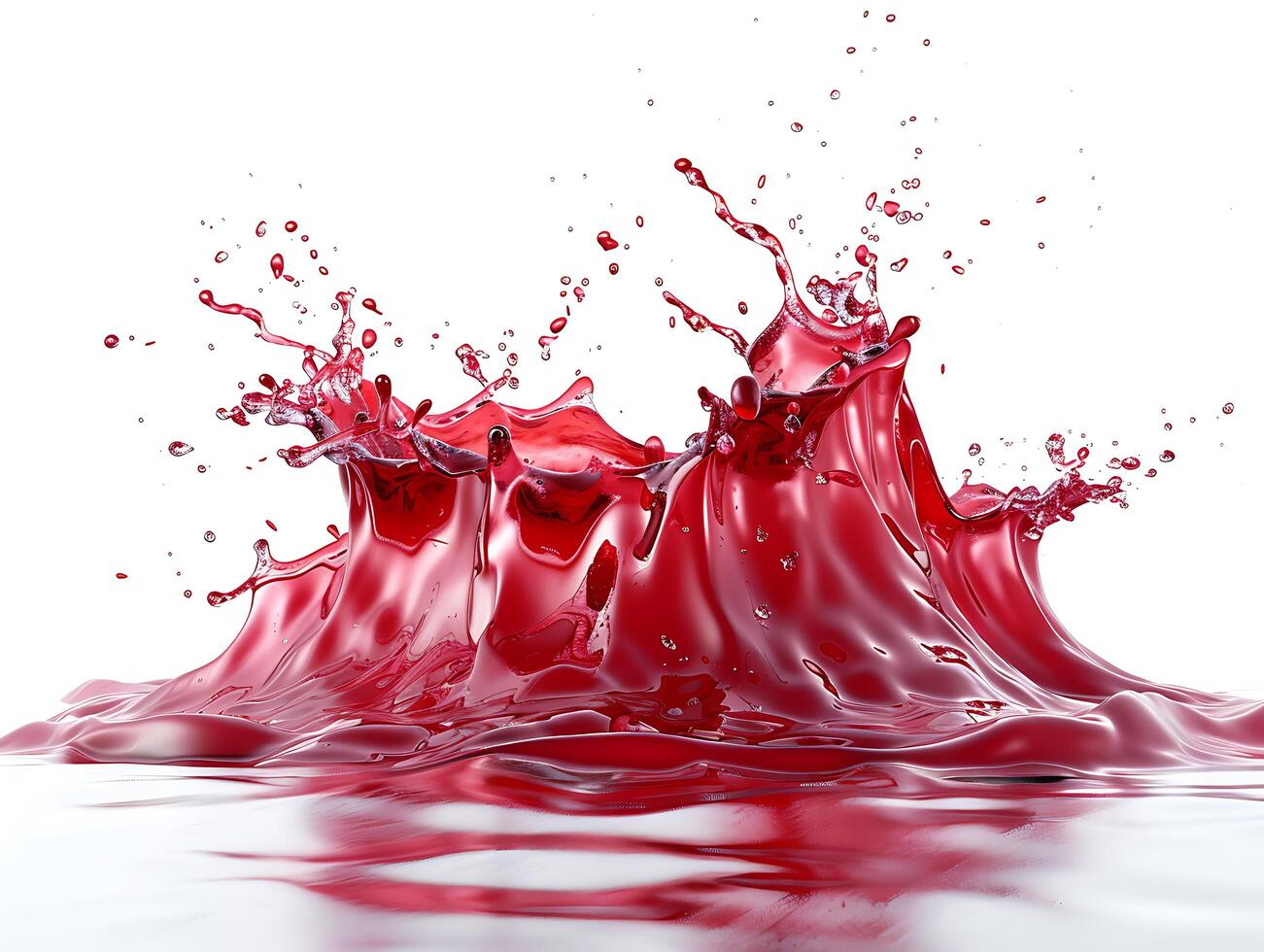Red splash isolated on white background in realistic high resolution photo