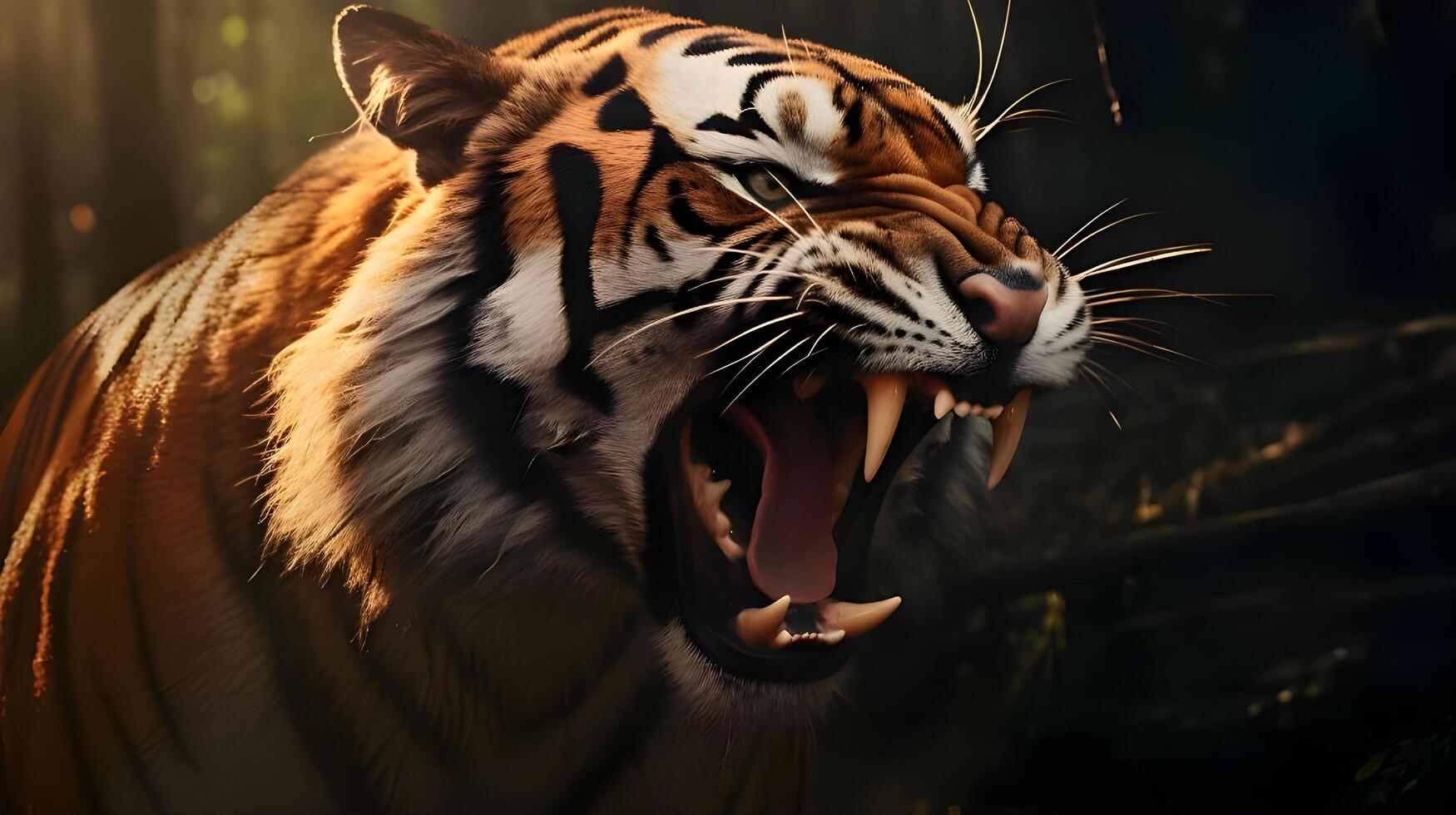 Closeup of tiger angry face wildlife photo