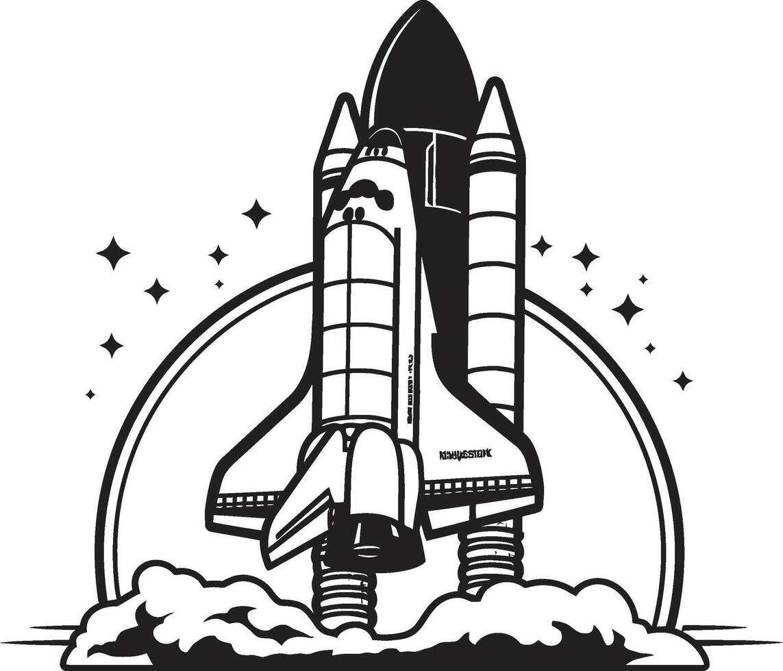 Astral Adventurer Rocket Sketch in Black Orbit Observer Black of Rocket Craft vector