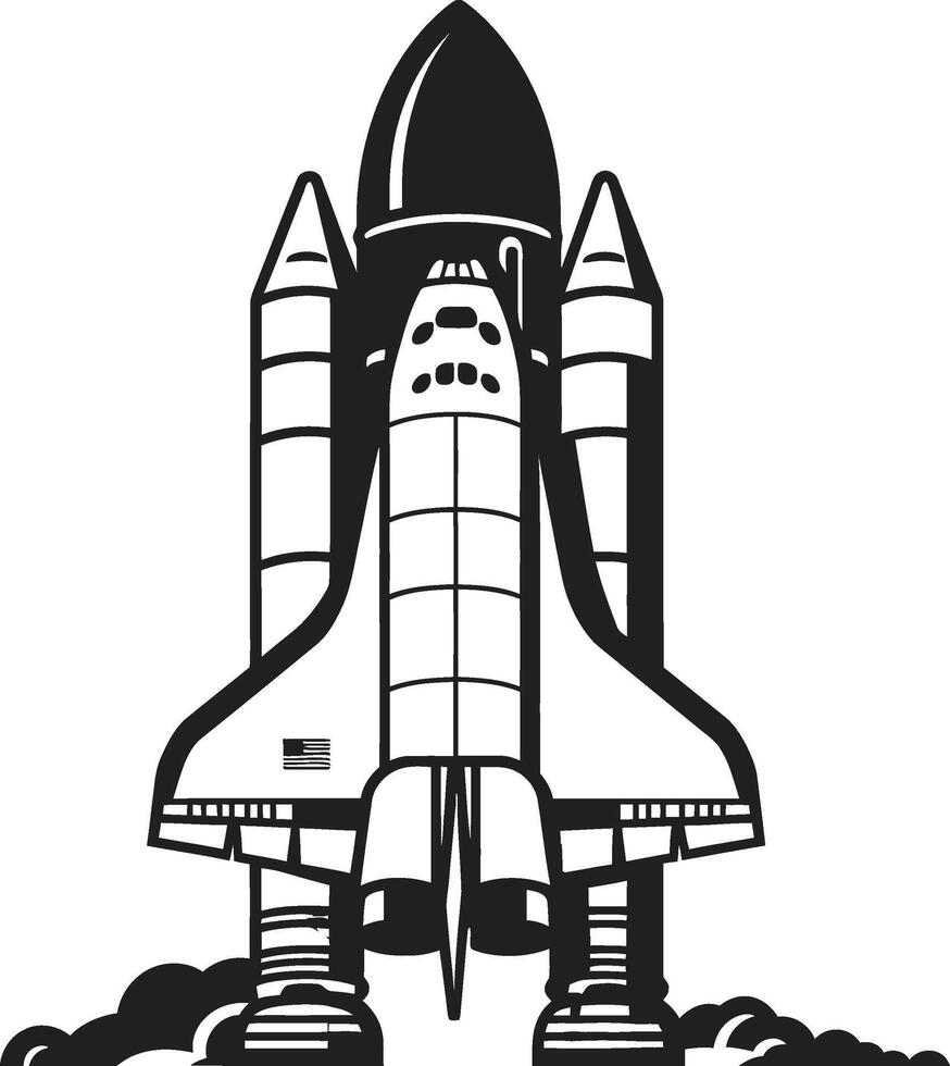 Interstellar Explorer Rocket Sketch in Black Nebula Navigator Black of Space Rocket vector