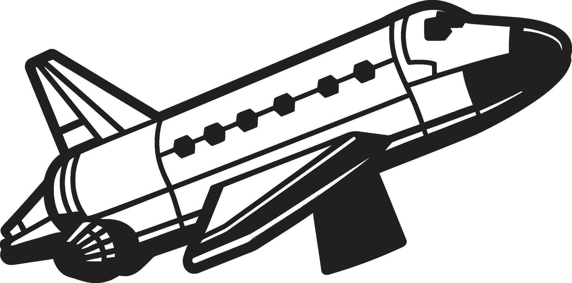 Galactic Guardian Rocket Design in Noir Solar Sentinel Black Icon of Rocket in Space vector