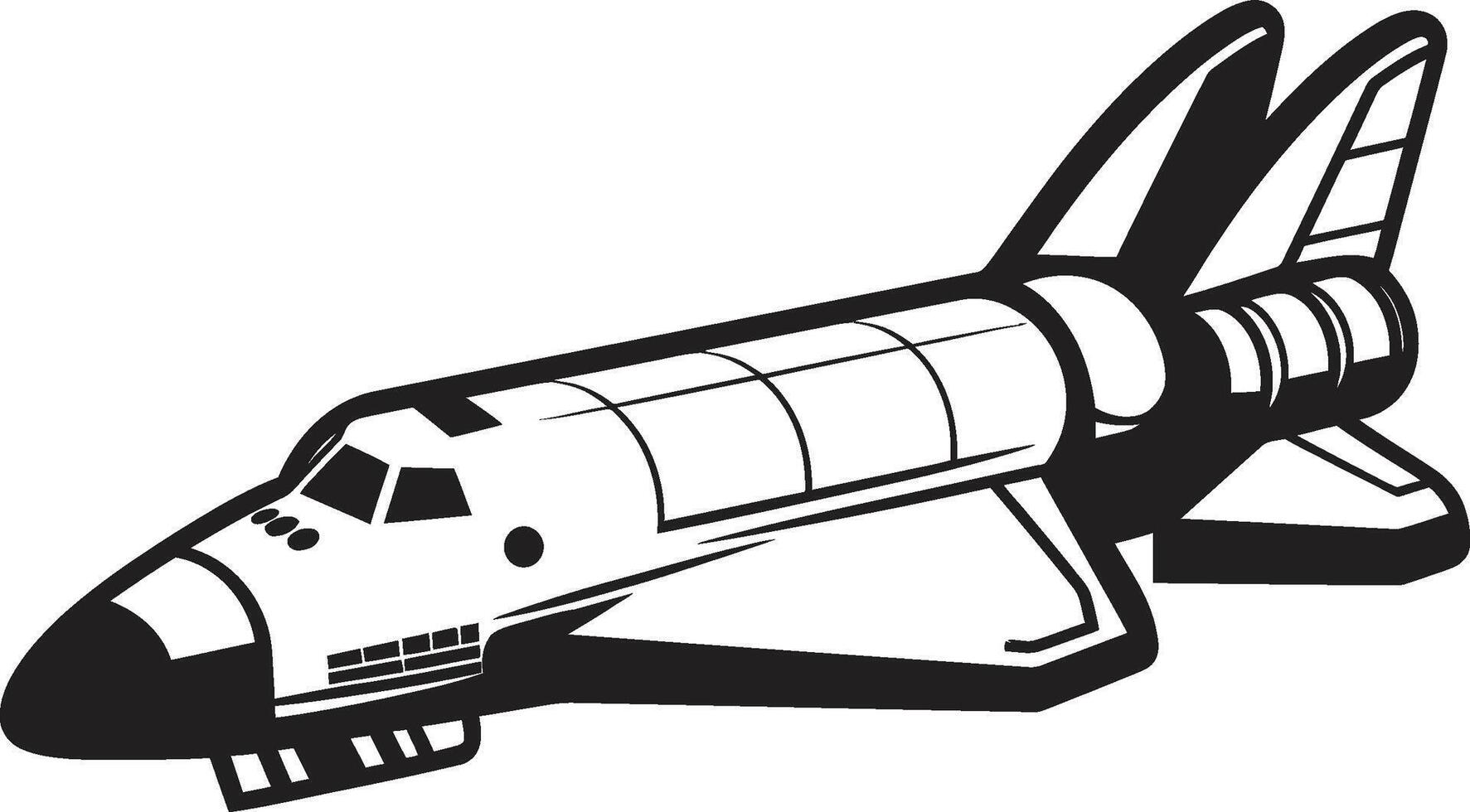 Cosmic Cruiser Black of Spacecraft Lunar Launcher Rocket Design in Noir vector