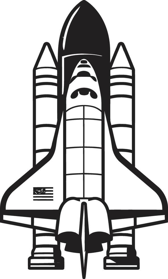 Cosmic Cruiser Black Icon of Space Rocket Lunar Launcher Rocket Sketch in Black vector