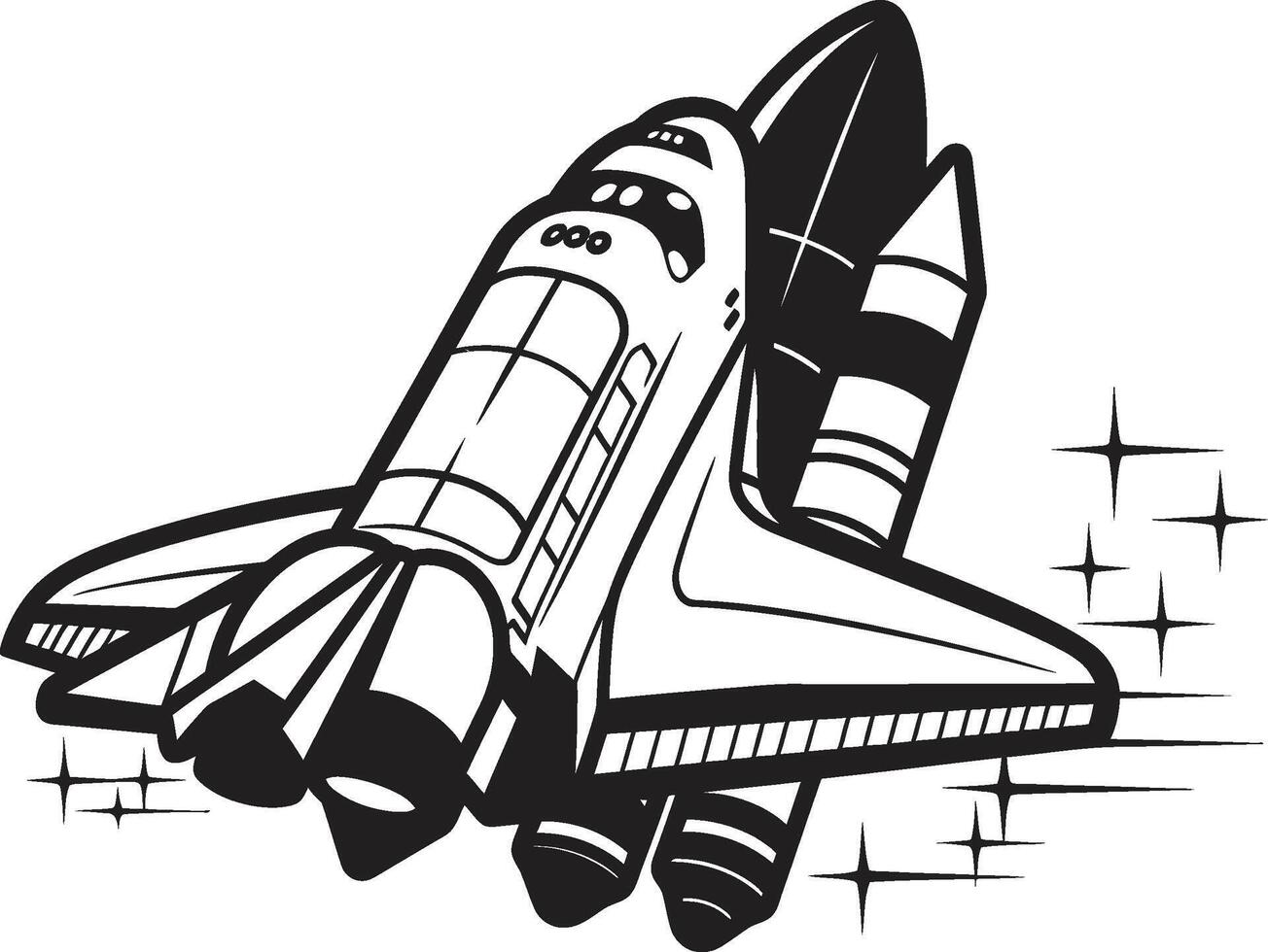 Lunar Launcher Rocket Sketch in Black Interstellar Explorer Black of Rocket Ship vector
