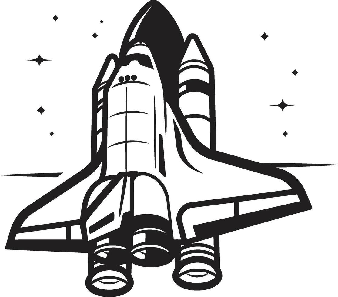 Celestial Conqueror Silhouette Black Graphic of Spacecraft Astral Adventurer Concept Design of Black Rocket vector