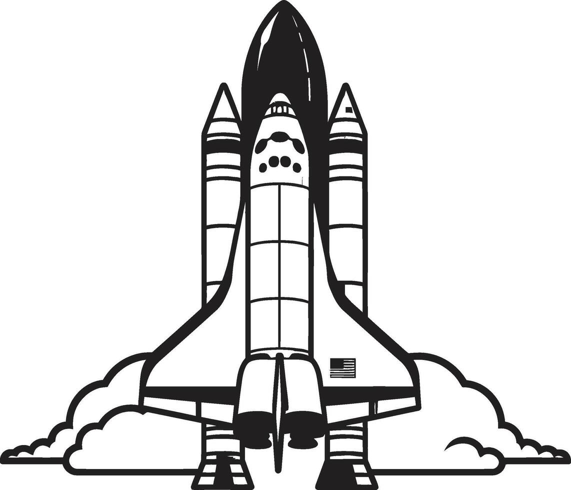 Celestial Conqueror Rocket Design in Noir Stellar Soarer Black Icon of Space Rocket vector