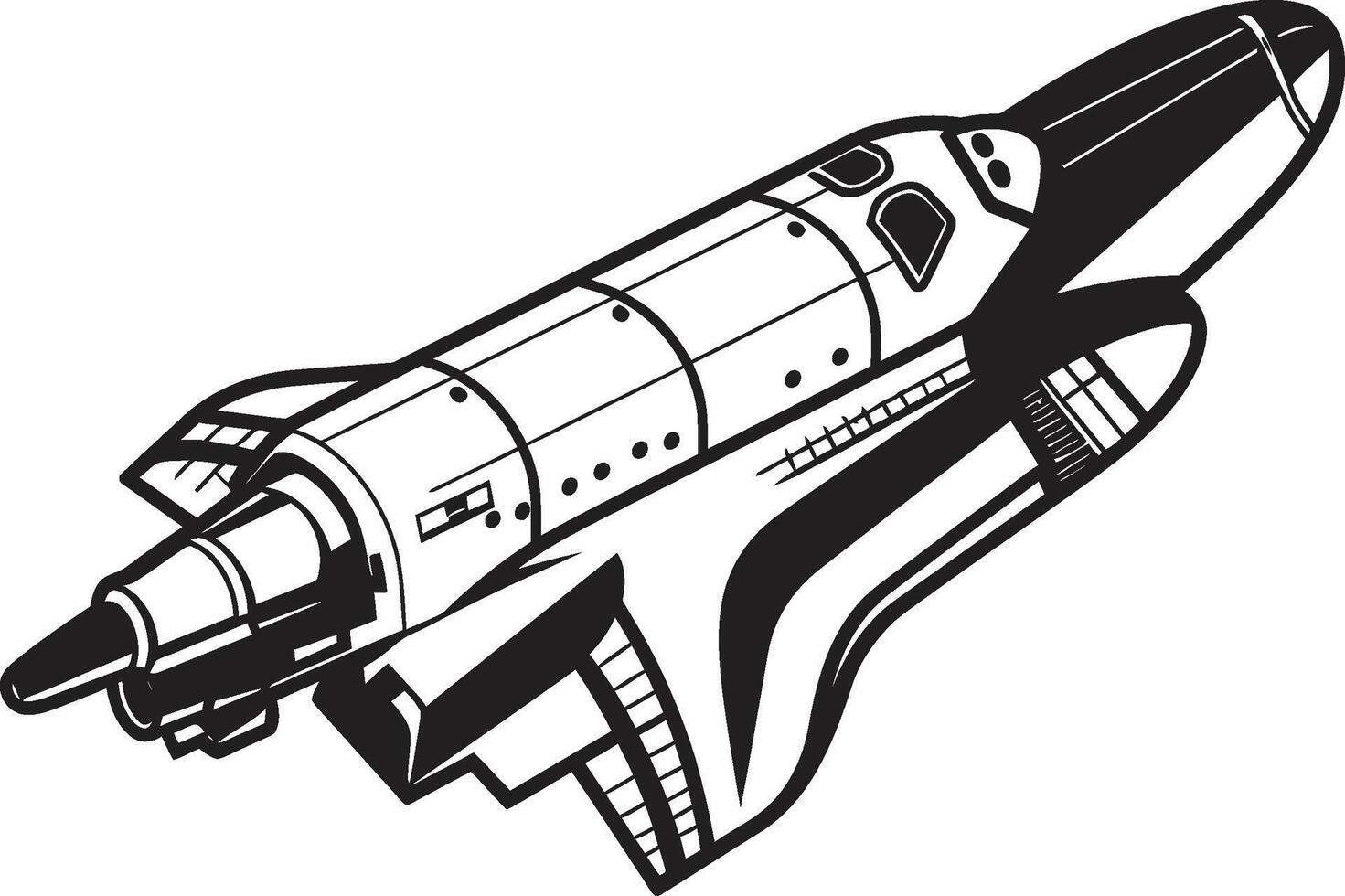 Lunar Launcher Sketch Black of Space Vehicle Interstellar Explorer Icon Design of Spacecraft vector