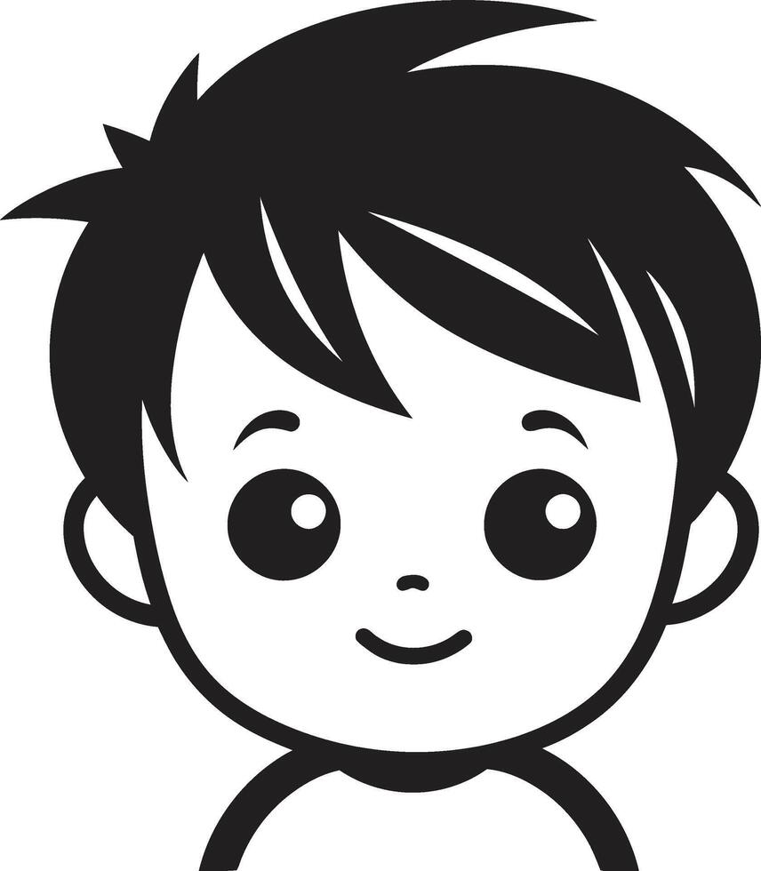 Adorable Tot Toddler Face in Black Little Angel Black Icon of Childs Face vector