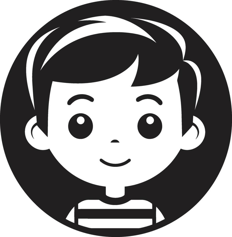 Precious Preschooler Black Toddler Face Icon Darling Toddler Design of Childs Face in Black vector