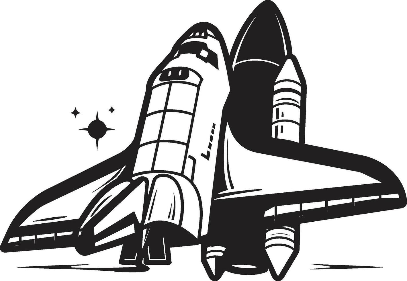 Obsidian Orbiter Black of Spacecraft Cosmic Cruiser Rocket Design in Black vector