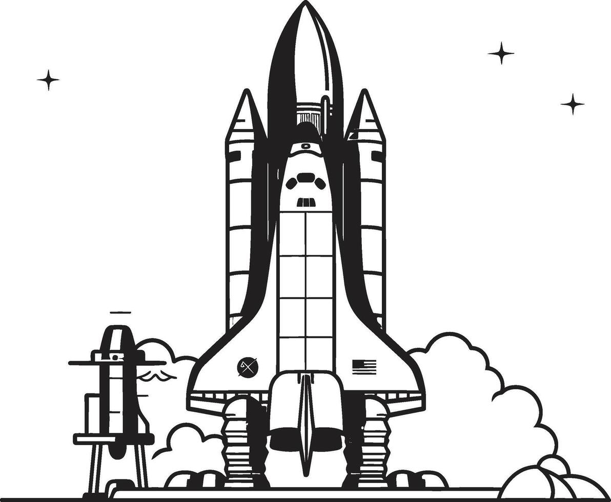 Stellar Soarer Black of Rocket Craft Galactic Guardian Rocket Design in Noir vector