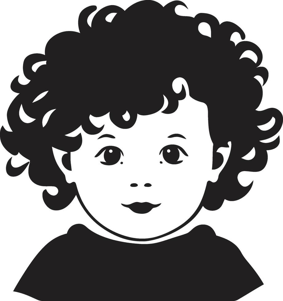 Little Love Black Icon of Childs Face Angelic Aura Design of Toddler Face in Black vector