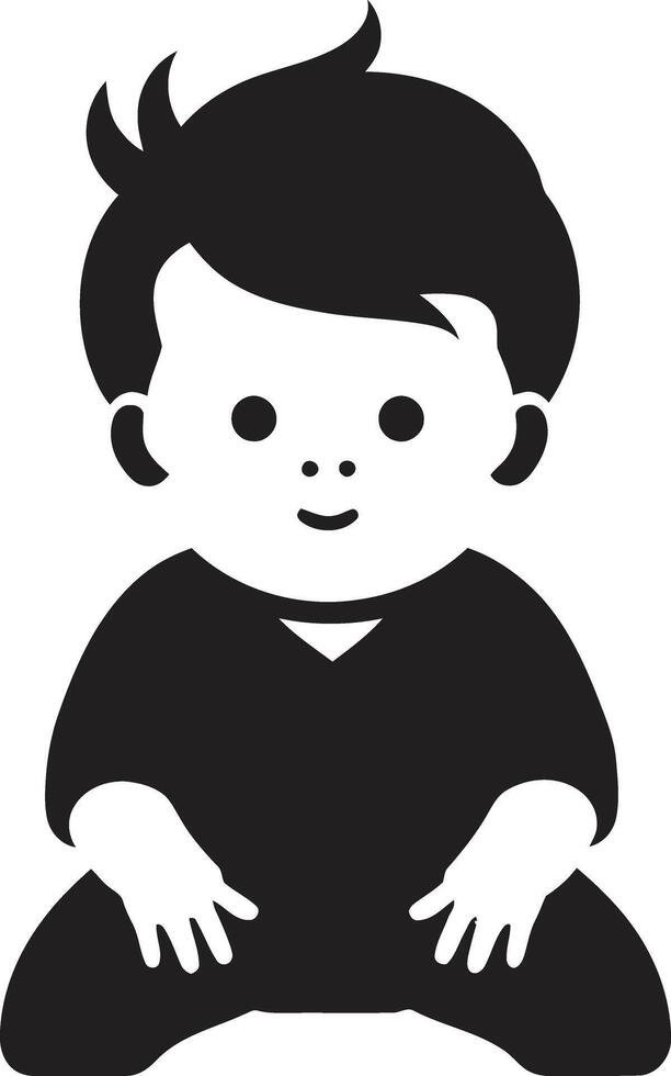 Darling Cherub Toddler Face in Black Little Love Black Icon of Childs Face vector
