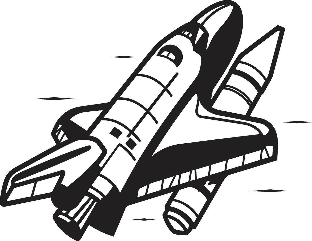 Cosmic Cruiser Rocket Design in Black Nebula Navigator Black Icon of Space Rocket vector