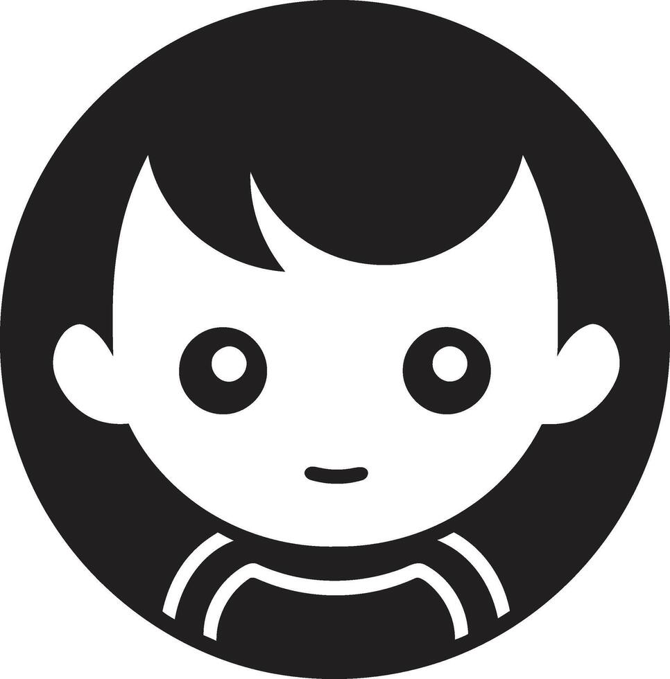 Tiny Tots Toddler Face Design in Black Cutie Pie Black Icon of Toddlers Face vector