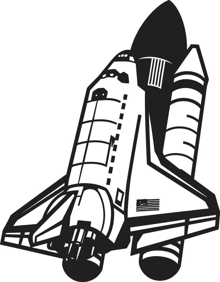 Lunar Launcher Black of Rocket Ship Interstellar Explorer Rocket Design in Noir vector