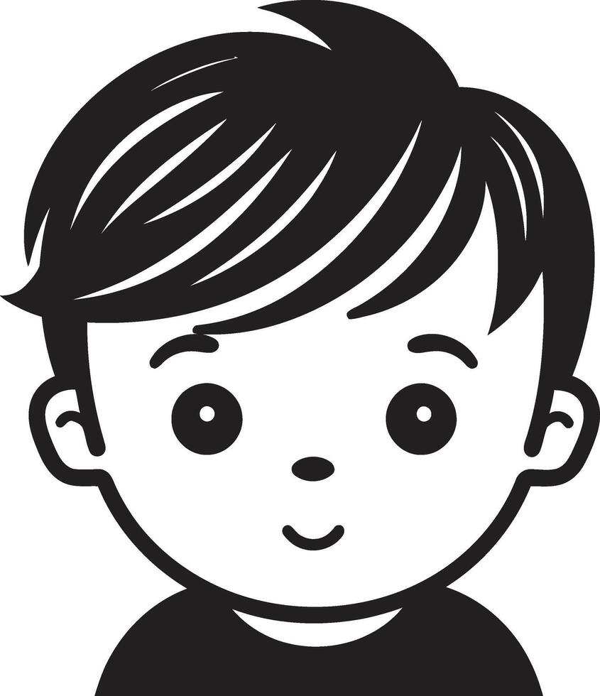 Petite Preschooler Toddler Face in Black Baby Bliss Black Icon of Toddlers Face vector