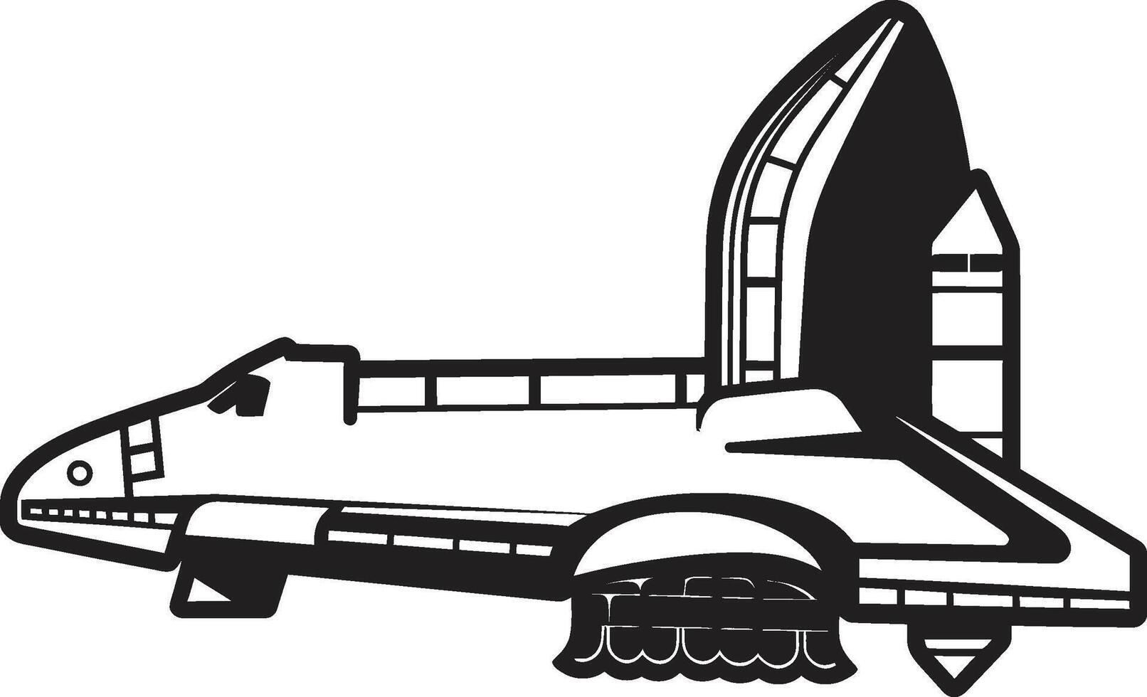 Universe Voyager Black Icon of Rocket in Space Cosmic Cruiser Rocket Sketch in Noir vector