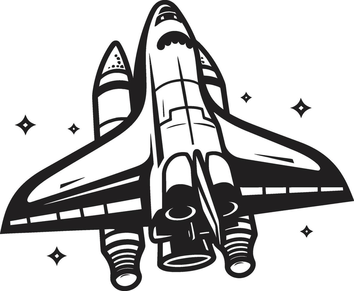 Orbit Observer Black Icon of Rocket Ship Innocent Infant Toddler Face in Black vector