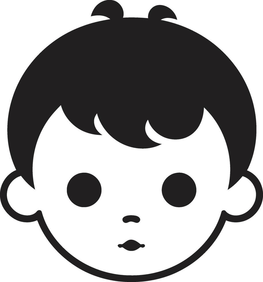 Divine Darling Design of Toddler Face in Black Cherished Cherub Black Icon of Toddler Face vector