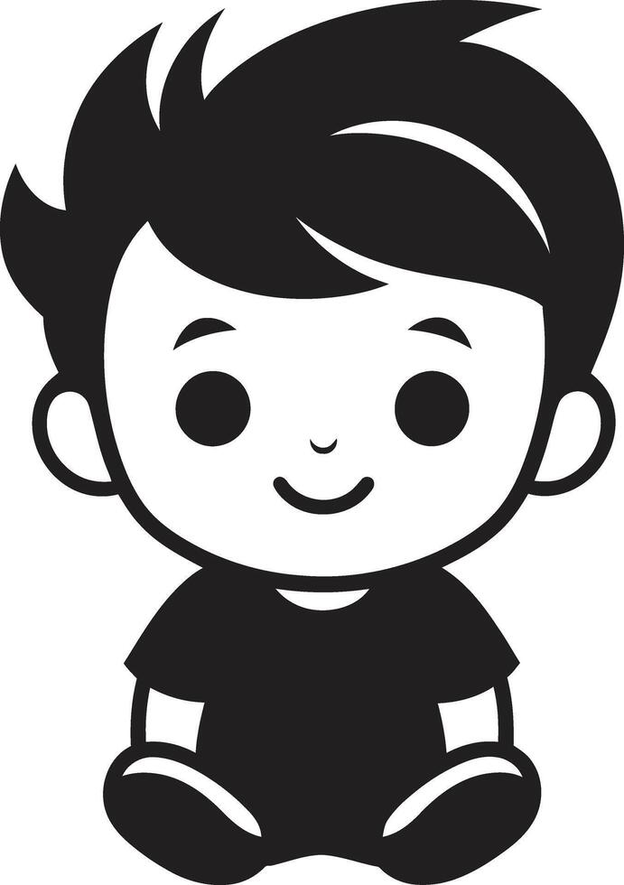 Little Lamb Black Icon of Toddler Face Adorable Angel Toddler Face in Black vector