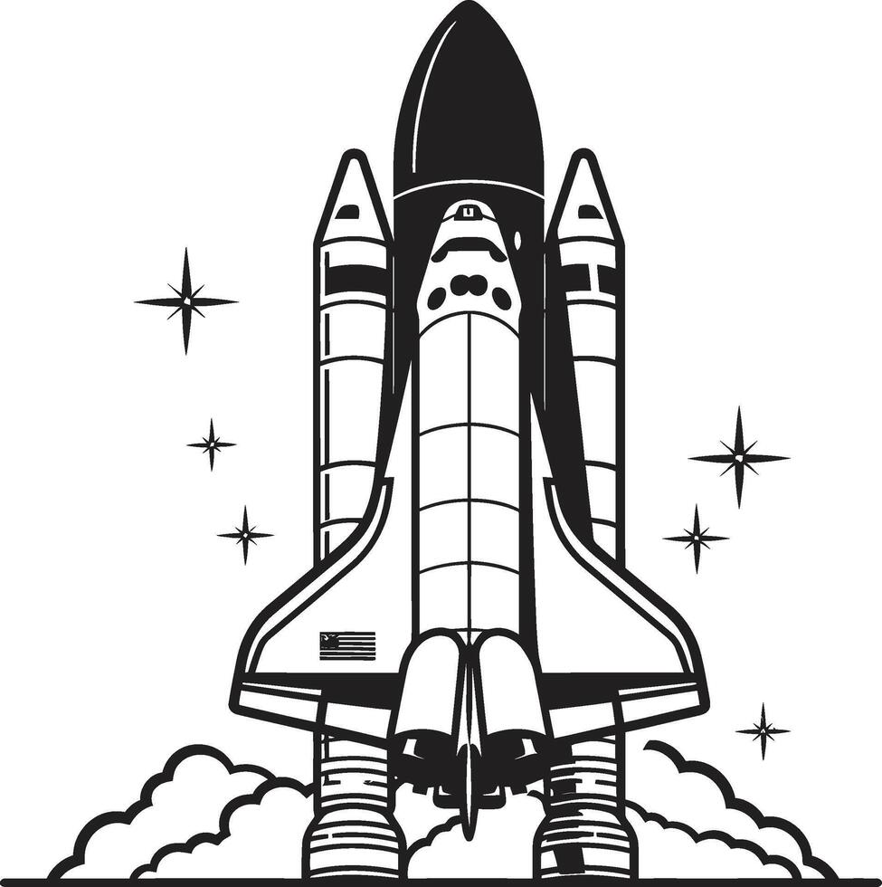Galactic Guardian Rocket Design in Noir Solar Sentinel Black Icon of Spacecraft vector