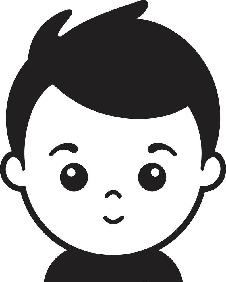 Baby Bliss Design of Toddler Face in Black Angelic Essence Black Icon of Toddler Face vector