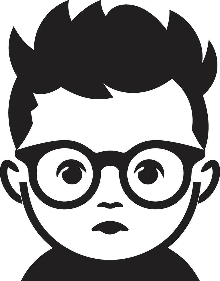 Precious Pixie Black Icon of Childs Face Angelic Aura Design of Toddler Face in Black vector