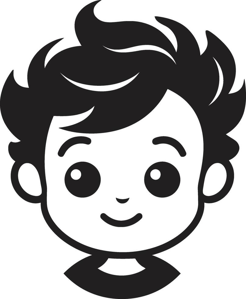 Cherished Cherub Black Icon of Childs Face Tiny Tot Design of Toddler Face in Black vector