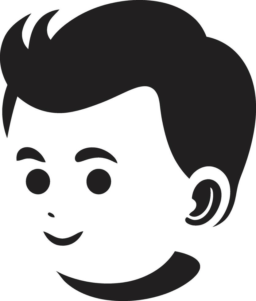 Adorable Angel Toddler Face in Black Mini Marvel Black Icon of Childs Face vector