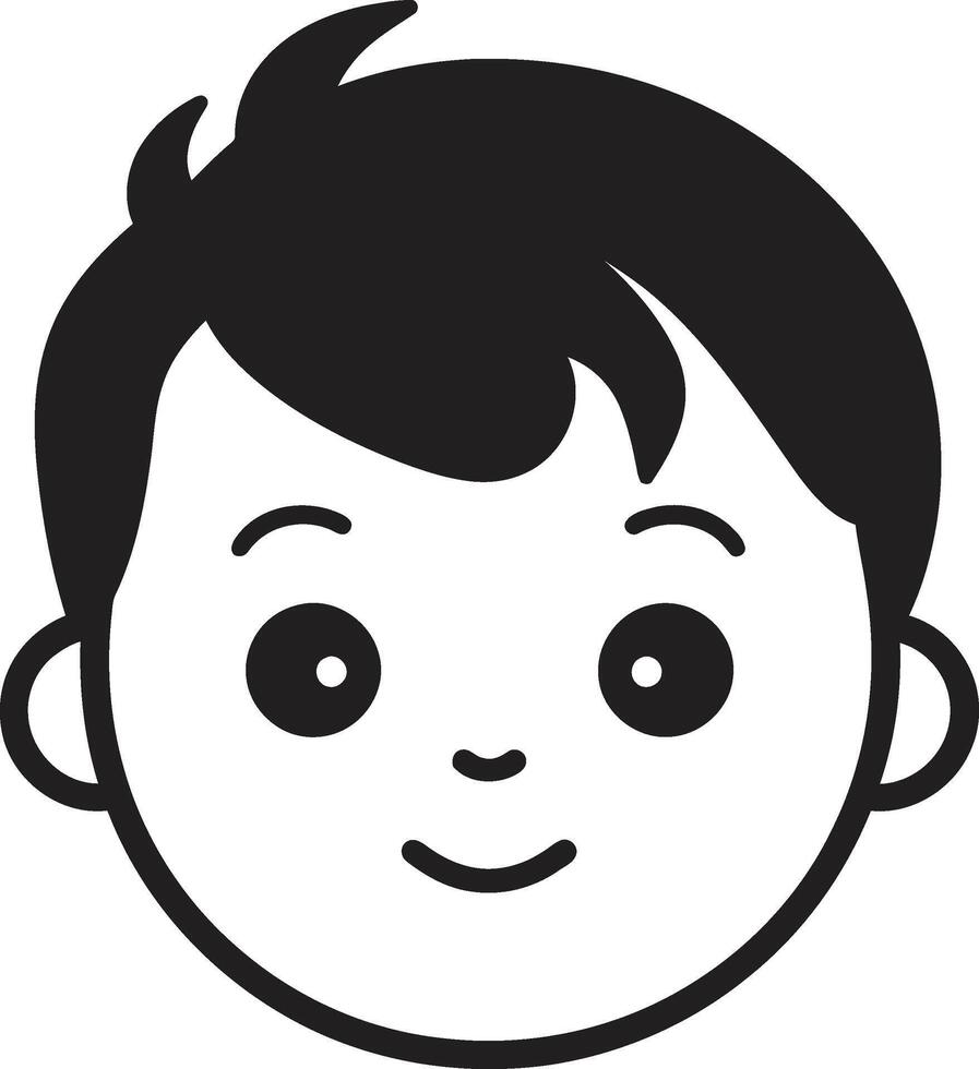 Divine Darling Design of Toddler Face in Black Cherished Cherub Black Icon of Toddler Face vector