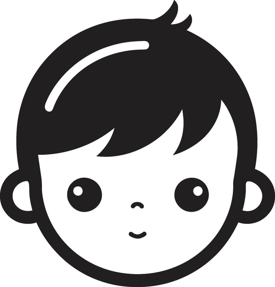 Cherished Cherub Black Icon of Toddler Face Tiny Tot Toddler Face in Black vector