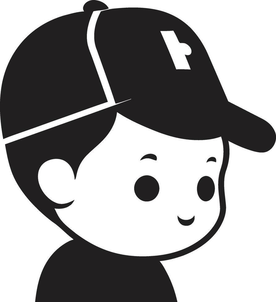 Tiny Tot Toddler Face in Black Little Lamb Black Icon of Childs Face vector