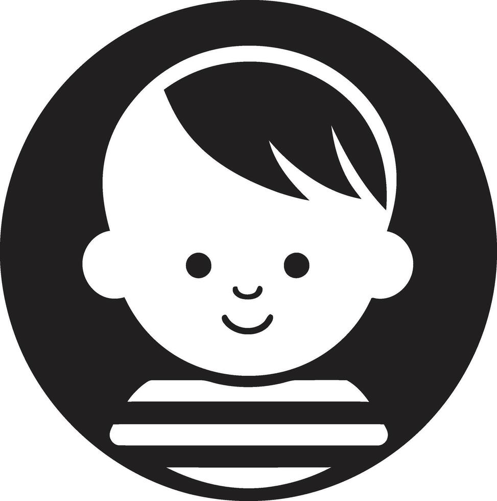 Divine Darling Black Icon of Childs Face Blissful Babe Design of Toddler Face in Black vector