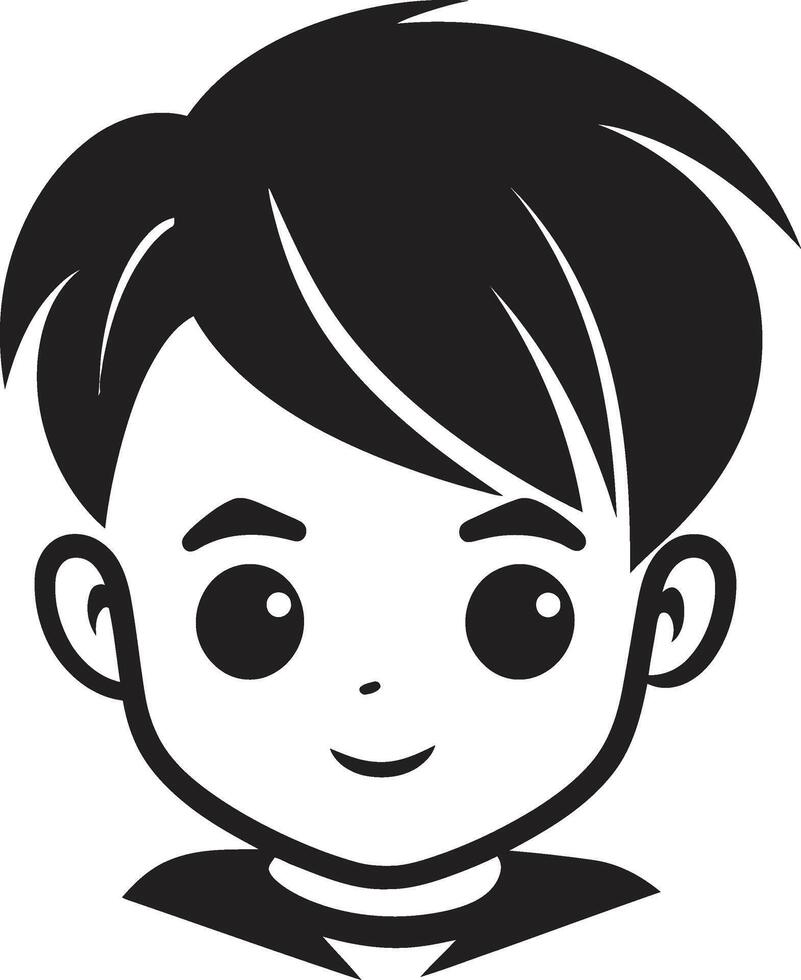 Tiny Tot Toddler Face in Black Little Lamb Black Icon of Childs Face vector