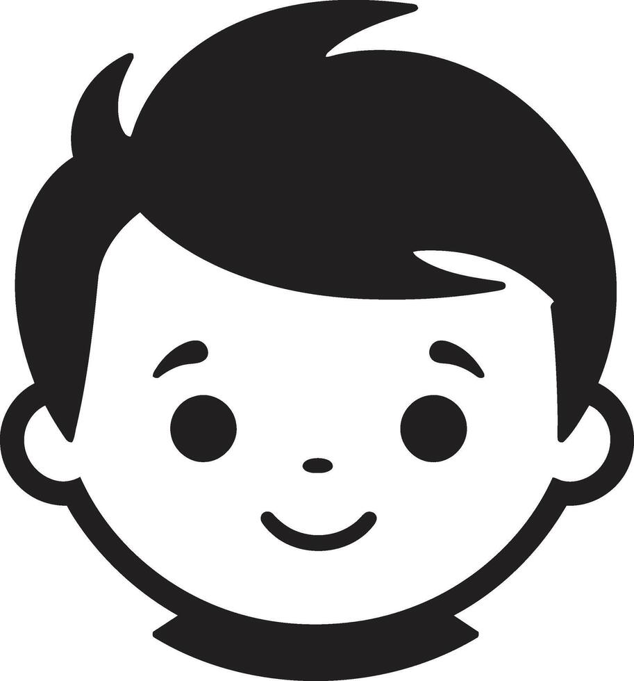 Cherubic Charm Black Icon of Toddler Face Little Love Toddler Face in Black vector