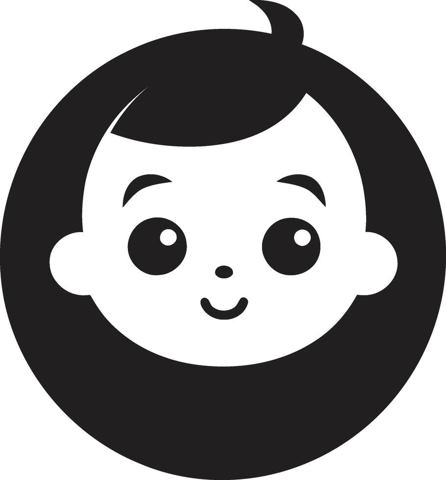 Precious Pixie Toddler Face in Black Divine Darling Black Icon of Childs Face vector