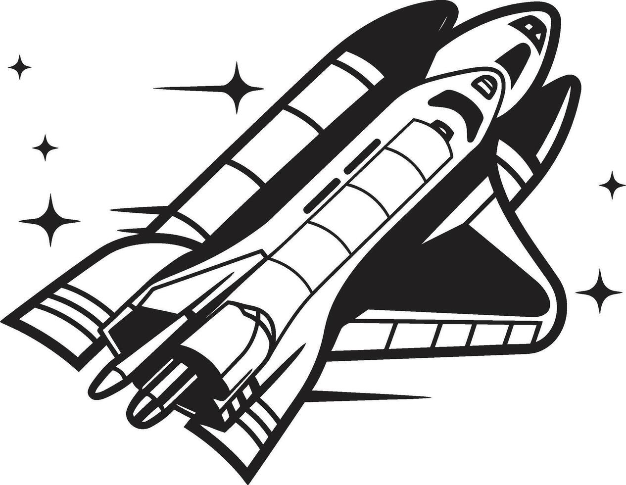 Nebula Navigator Black Icon of Rocket Ship Celestial Conqueror Rocket Sketch in Noir vector