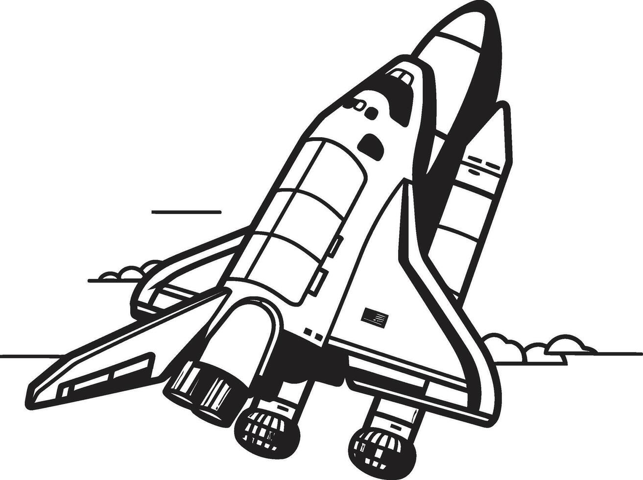 Cosmic Cruiser Black of Rocket Craft Lunar Launcher Rocket Design in Noir vector
