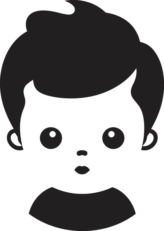 Darling Cherub Black Icon of Childs Face Little Love Design of Toddler Face in Black vector