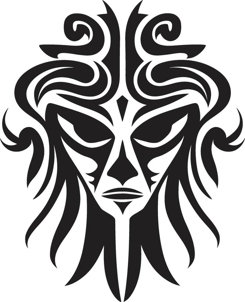 Shadowed Sagas Tattoo Design in Noir Obsidian Oracles Black Icon of Tribal Ink vector