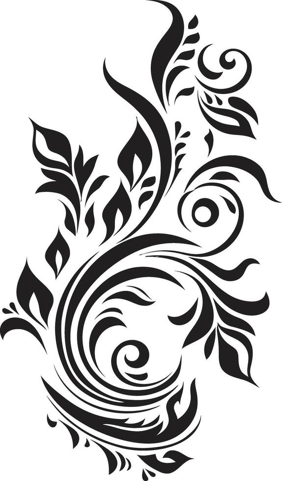 Elegant Foliage Icon of Vintage Florals in Black Antique Bouquet Black Vintage Floral Element vector