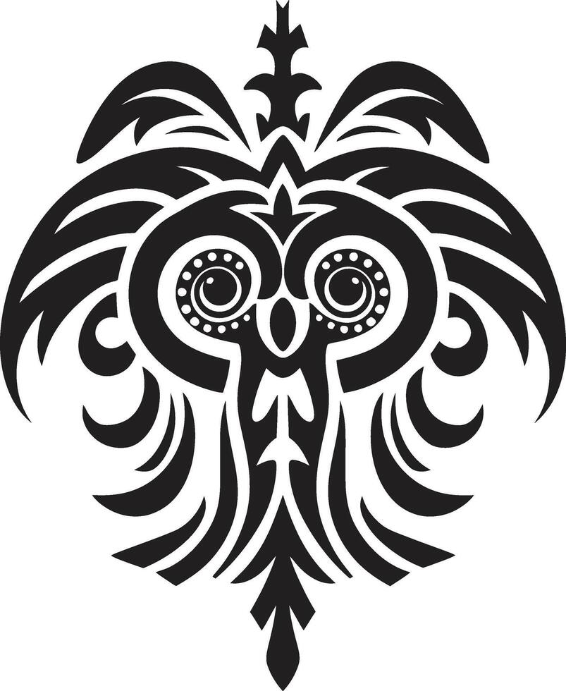 Midnight Mirage Black Icon of Tribal Ink Ancient Arcana Tribal Tattoo in Noir vector