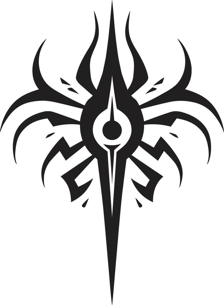 Tribal Intrigue Black Icon of Tribal Ink Shadowed Symbols Tattoo Design in Noir vector